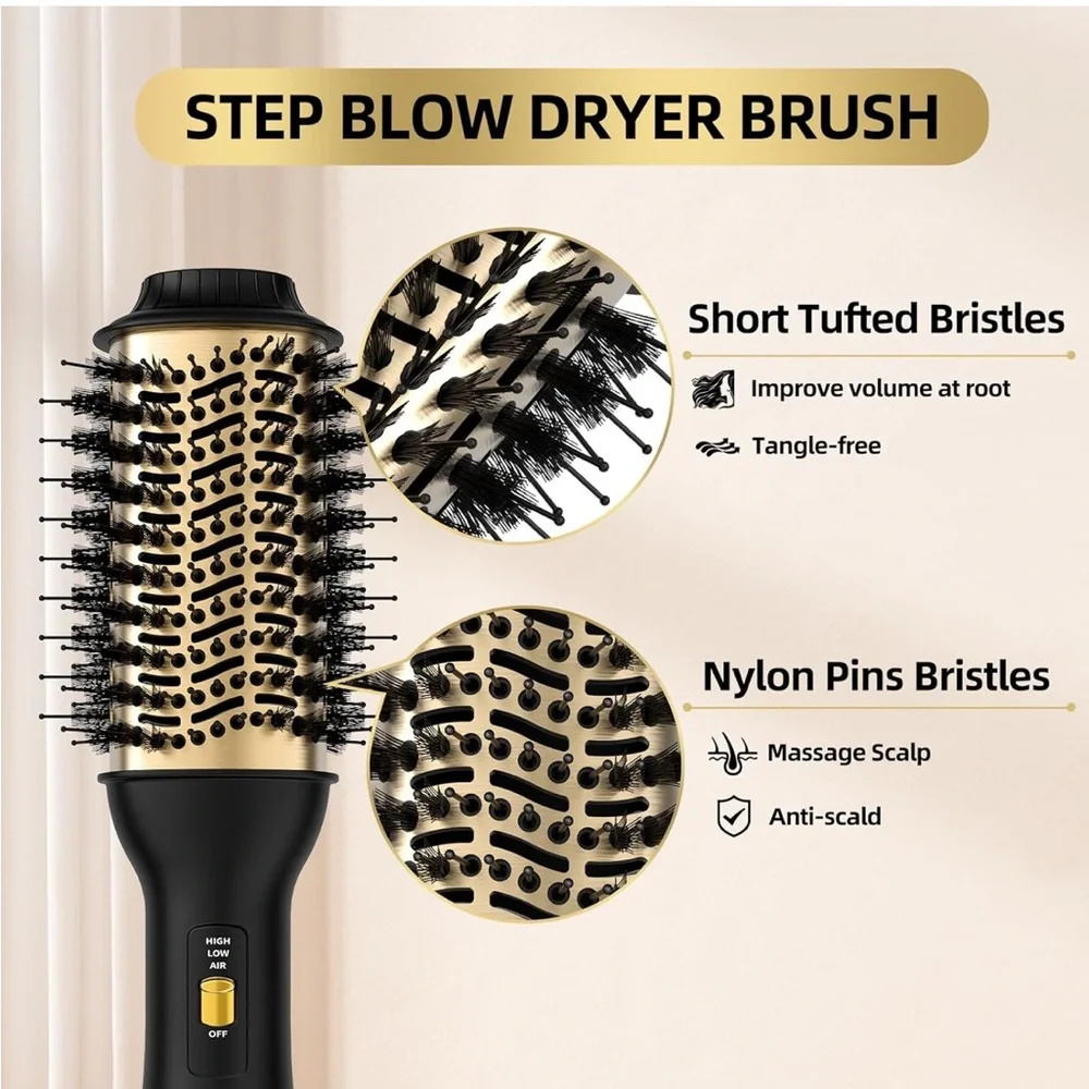 4-in-1 Hot Air Brush with Oval Barrel-Salon-Grade Styling Tool for All HairTypes